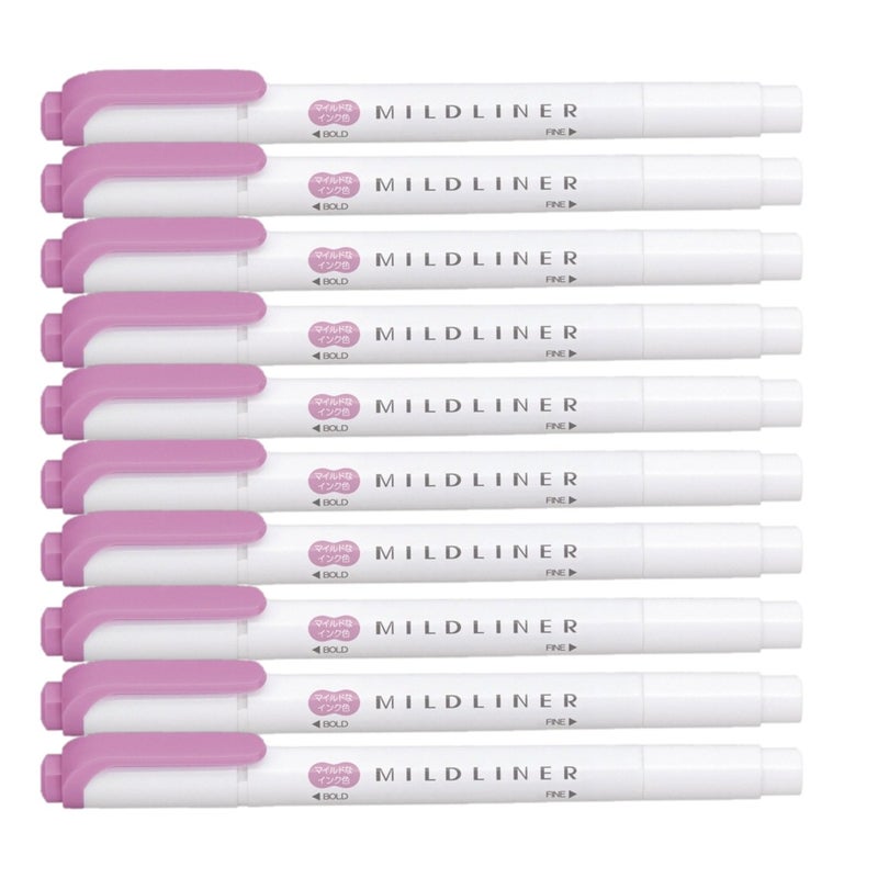 ZEBRA MILDLINER أقلام تمييز زيبرا ميلدلاينر، ماغينتا خفيف (WKT7-MMZ) x10 - Image 1
